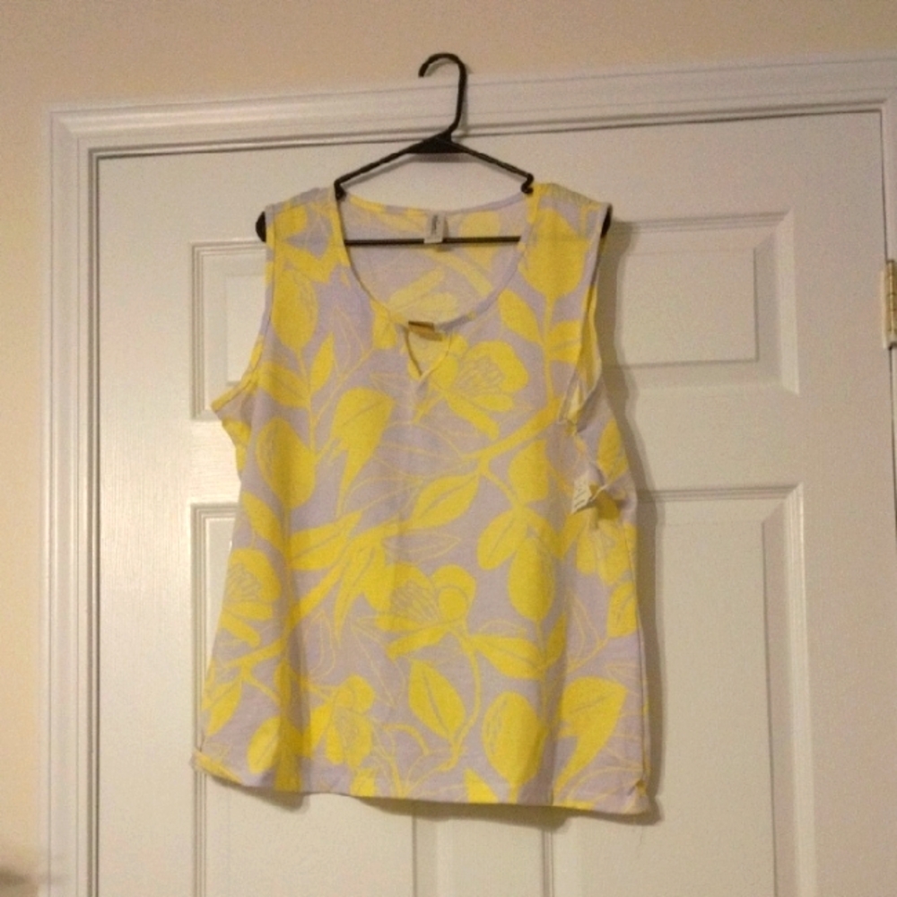 Floral Yellow and Gray Women's Top